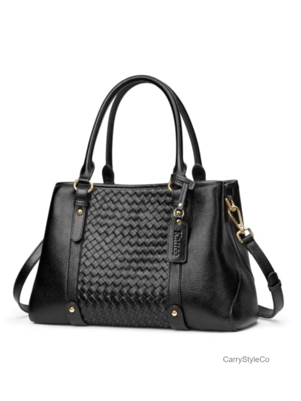 Kattee Top Grain Pebbled Leather Satchel Crossbody Bag Handbag